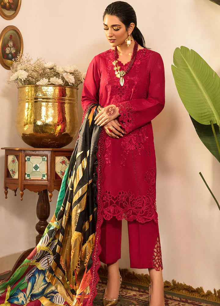 Rehmat By Rang Rasiya Embroidered Lawn Suits Unstitched 3 Piece RR23RL D-01 Zara - Luxury Eid Collection