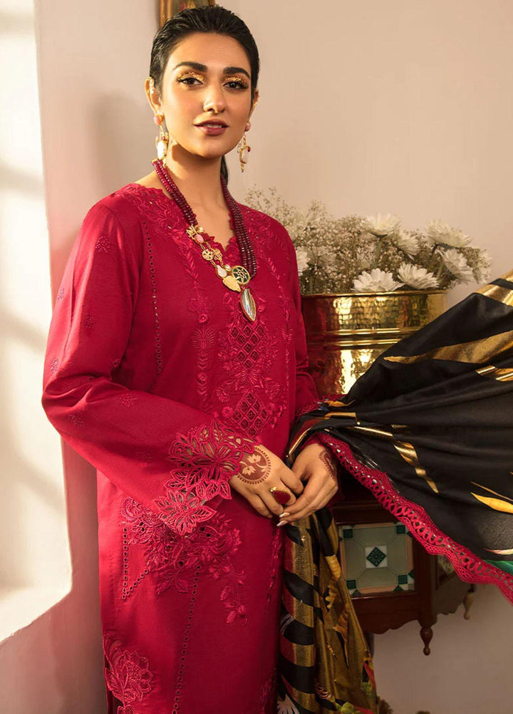 Rehmat By Rang Rasiya Embroidered Lawn Suits Unstitched 3 Piece RR23RL D-01 Zara - Luxury Eid Collection