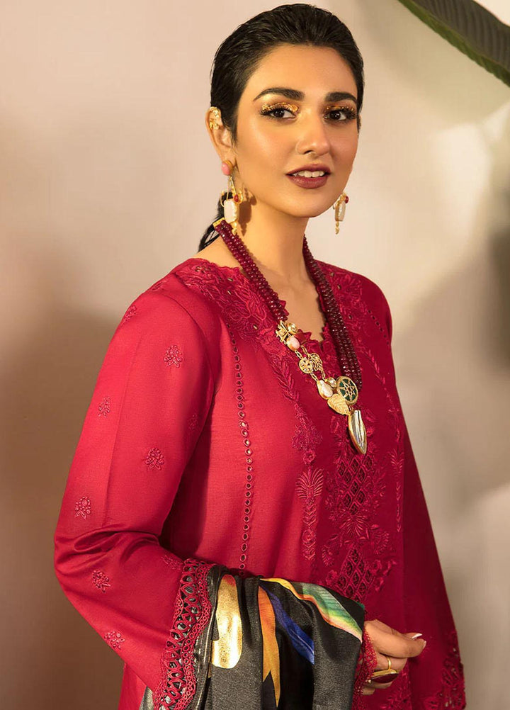 Rehmat By Rang Rasiya Embroidered Lawn Suits Unstitched 3 Piece RR23RL D-01 Zara - Luxury Eid Collection