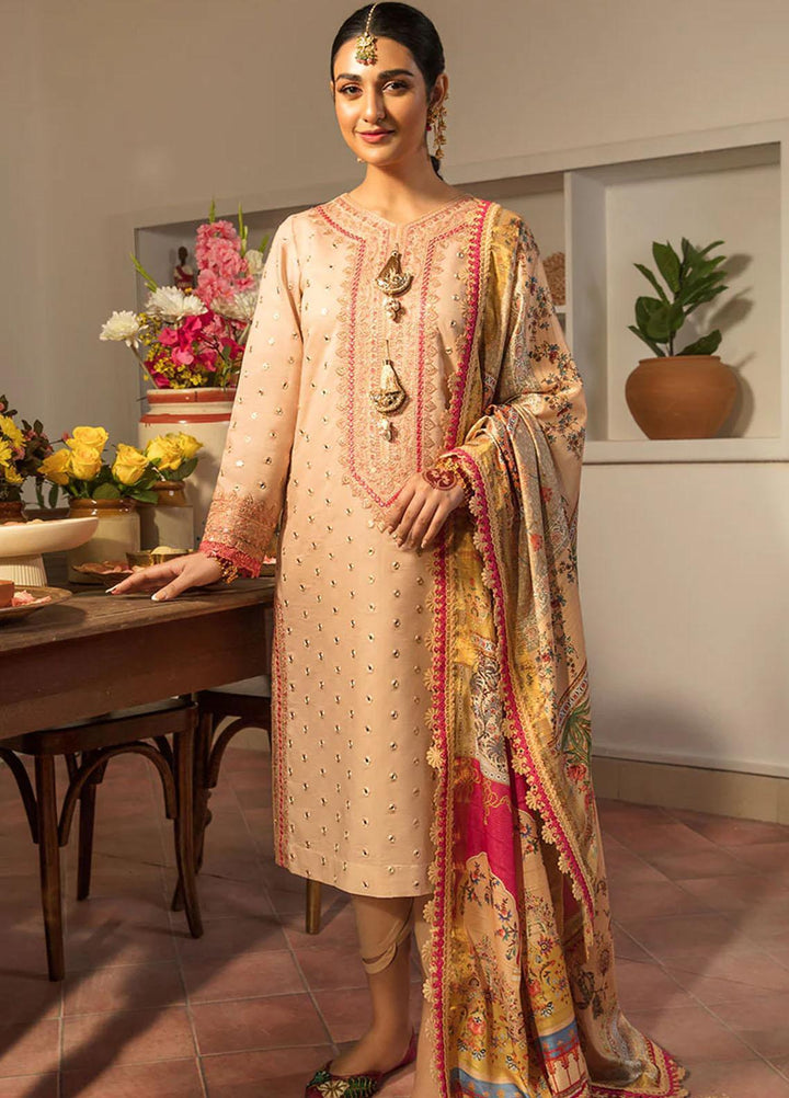 Rehmat By Rang Rasiya Embroidered Lawn Suits Unstitched 3 Piece RR23RL D-02 Haya - Luxury Eid Collection