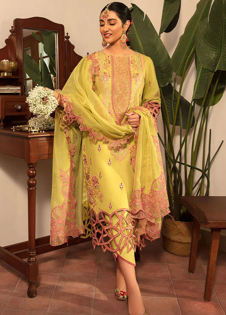 Rehmat By Rang Rasiya Embroidered Lawn Suits Unstitched 3 Piece RR23RL D-07 Meharmah - Luxury Eid Collection
