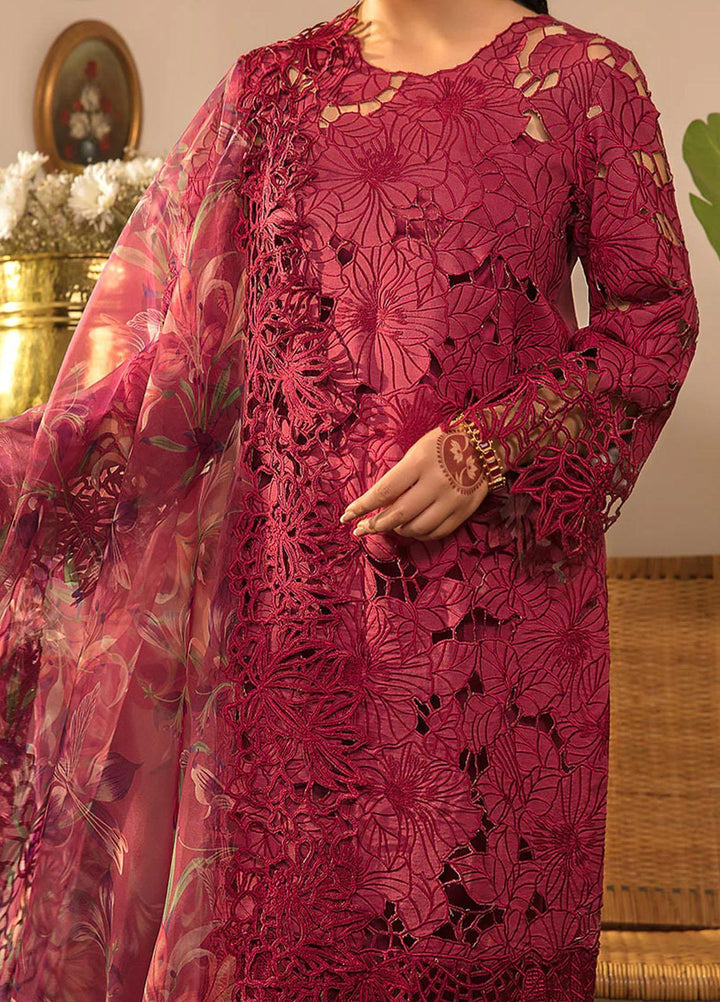 Rehmat By Rang Rasiya Embroidered Lawn Suits Unstitched 3 Piece RR23RL D-08 Aysel - Luxury Eid Collection