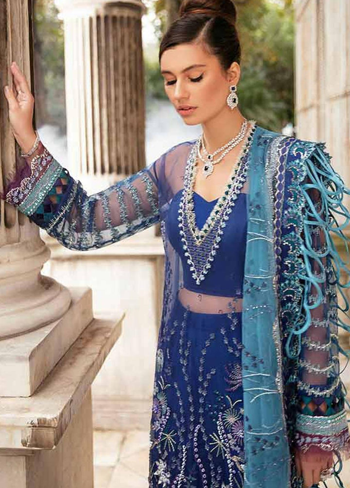 Republic WomensWear Embroidered Net Suits Unstitched 3 Piece RW21WU D-02 (Pervenche) - Luxury Formals Collection