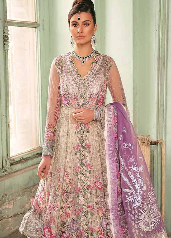 Republic WomensWear Embroidered Net Suits Unstitched 3 Piece RW21WU D-03 (Gardenia) - Luxury Formals Collection