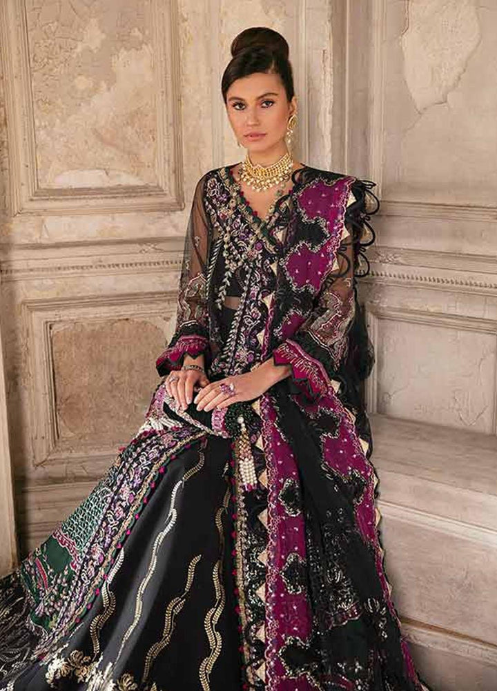 Republic WomensWear Embroidered Net Suits Unstitched 3 Piece RW21WU D-06 (Dahlia Noir) - Luxury Formals Collection