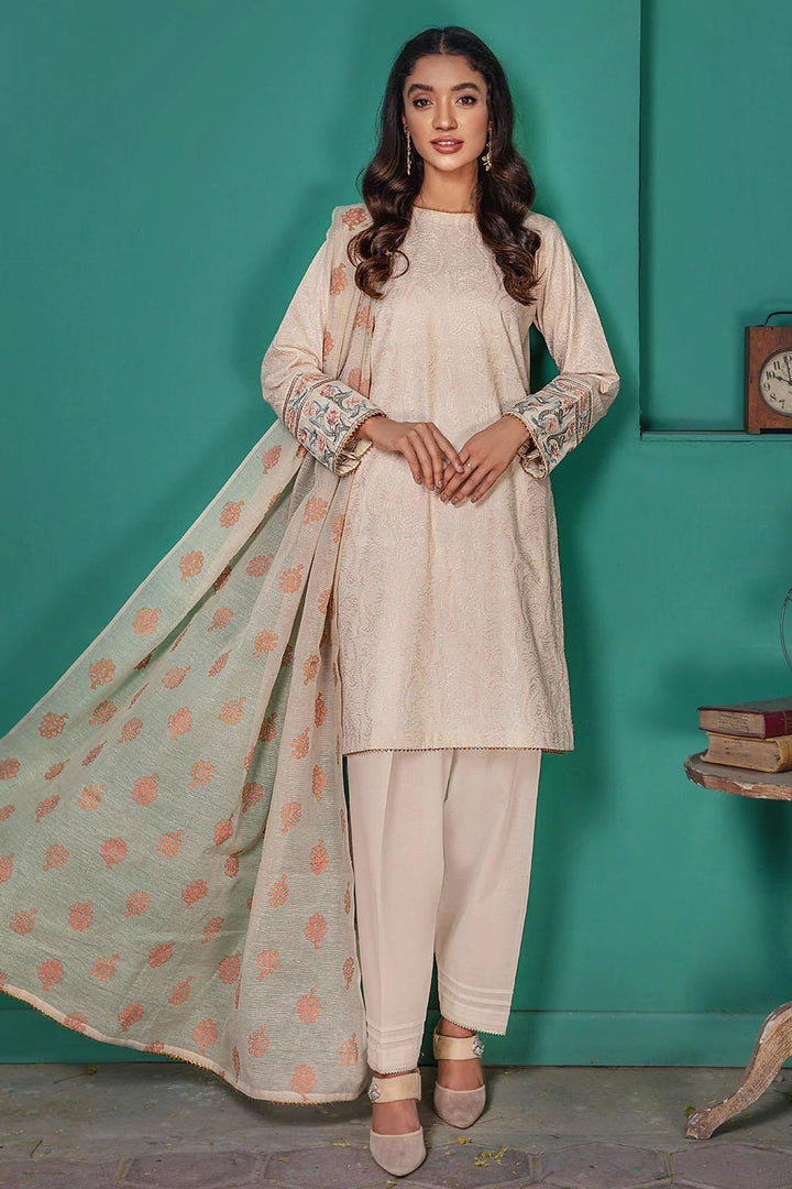 Resham Ghar Embroidered Lawn Suits Unstitched 2 Piece RG22U BRL-02 ANTIQUE WHITE - Festive Collection