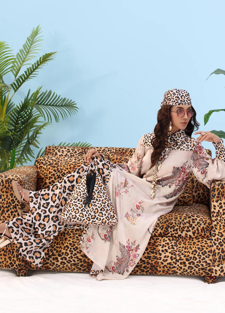 Resort by Musferah Pret Printed Silk 1 Piece Suit Sauvage