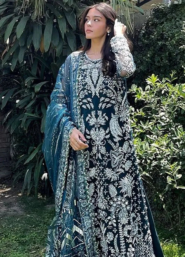 Reveur By Saffron Embroidered Net Suits Unstitched 3 Piece SFR23RV SF-03 Celeste - Luxury Collection