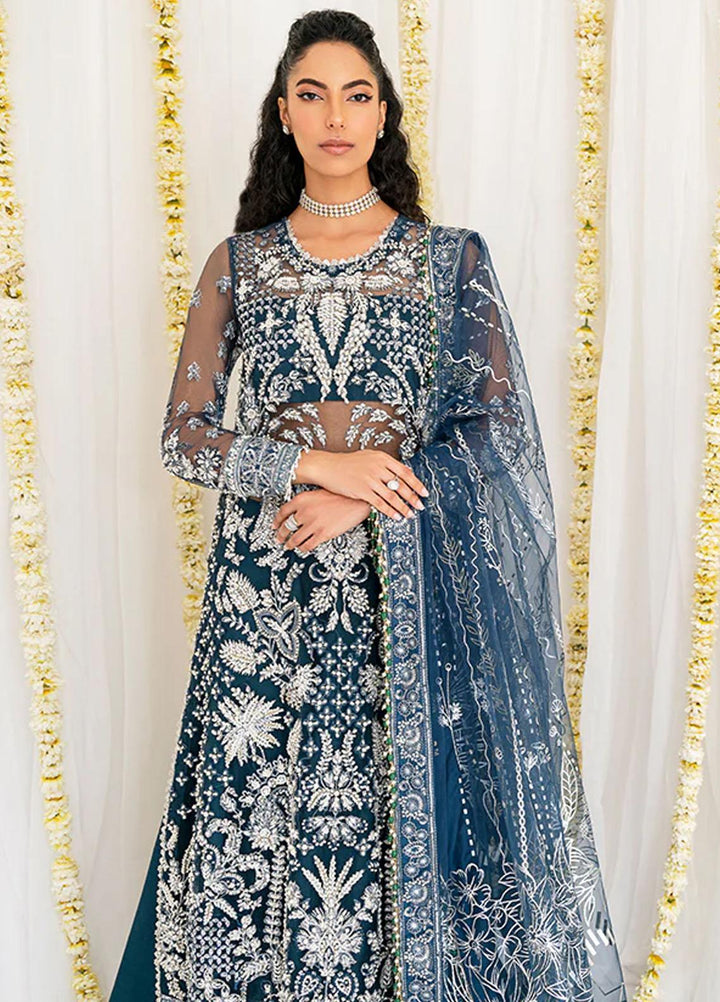 Reveur By Saffron Embroidered Net Suits Unstitched 3 Piece SFR23RV SF-03 Celeste - Luxury Collection