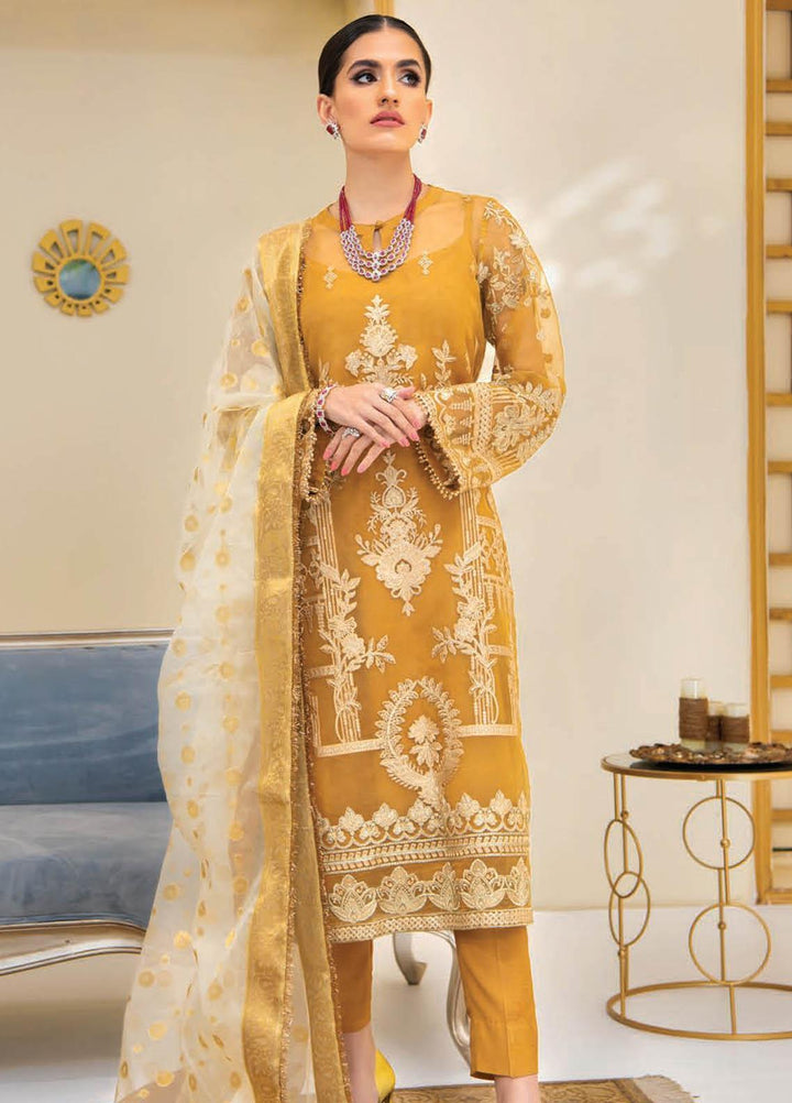 Reveuse By AIK Embroidered Organza Suits Unstitched 3 Piece AIK22R 07 - Winter Collection
