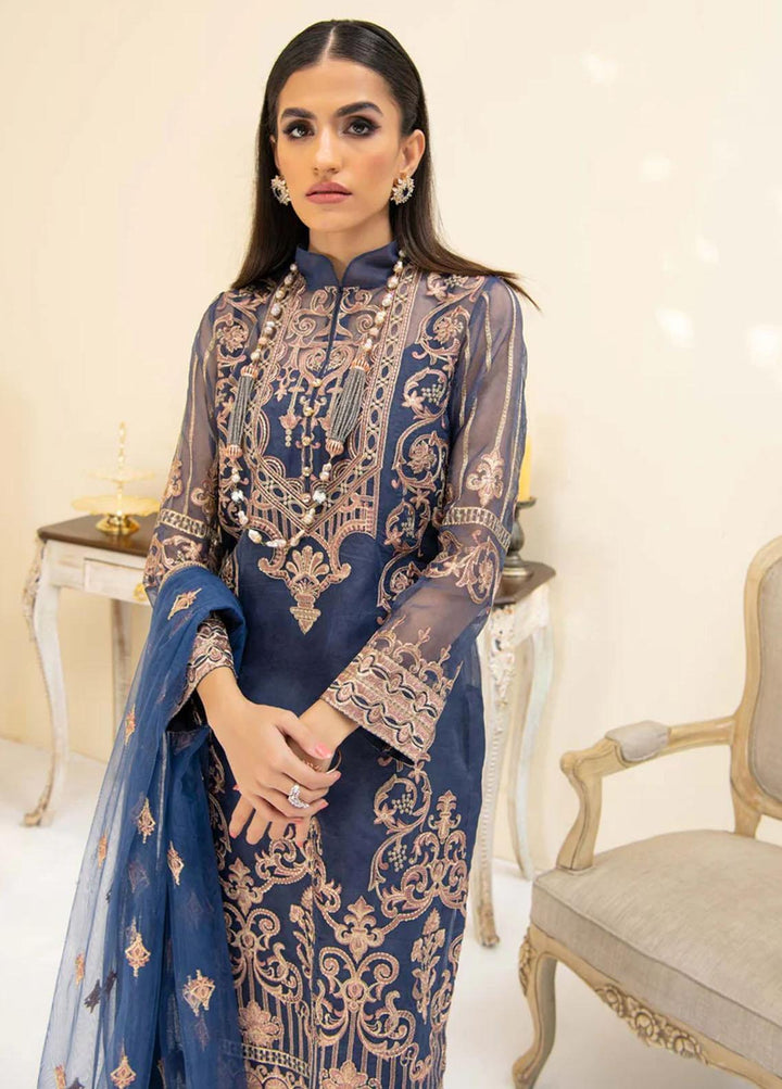 Reveuse By AIK Embroidered Organza Suits Unstitched 3 Piece AIK22R 08 - Winter Collection