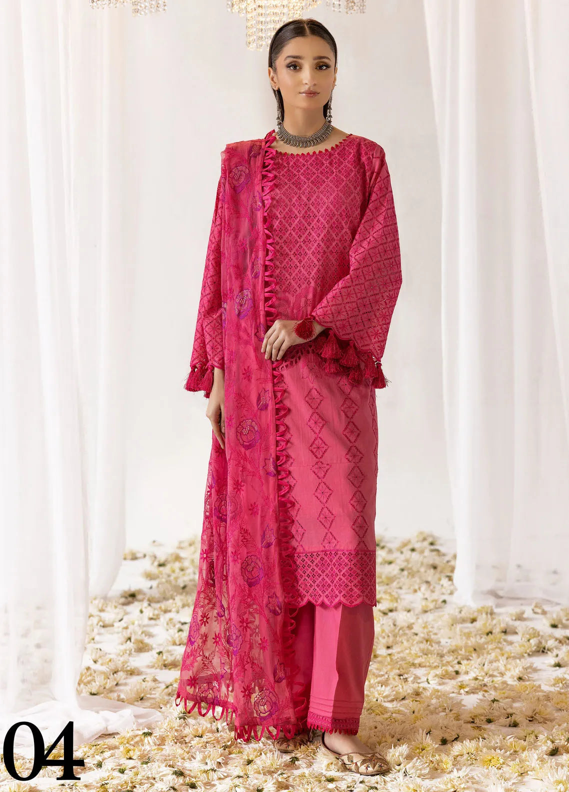 Ladies Unstitched Chickenkari Suit Pearl By Riaz Arts