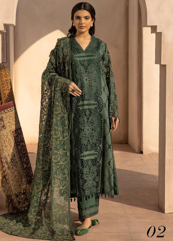 Riaz Arts Embroidered Lawn Suit Unstitched 3 Piece RA25ME D-02 - Summer Collection