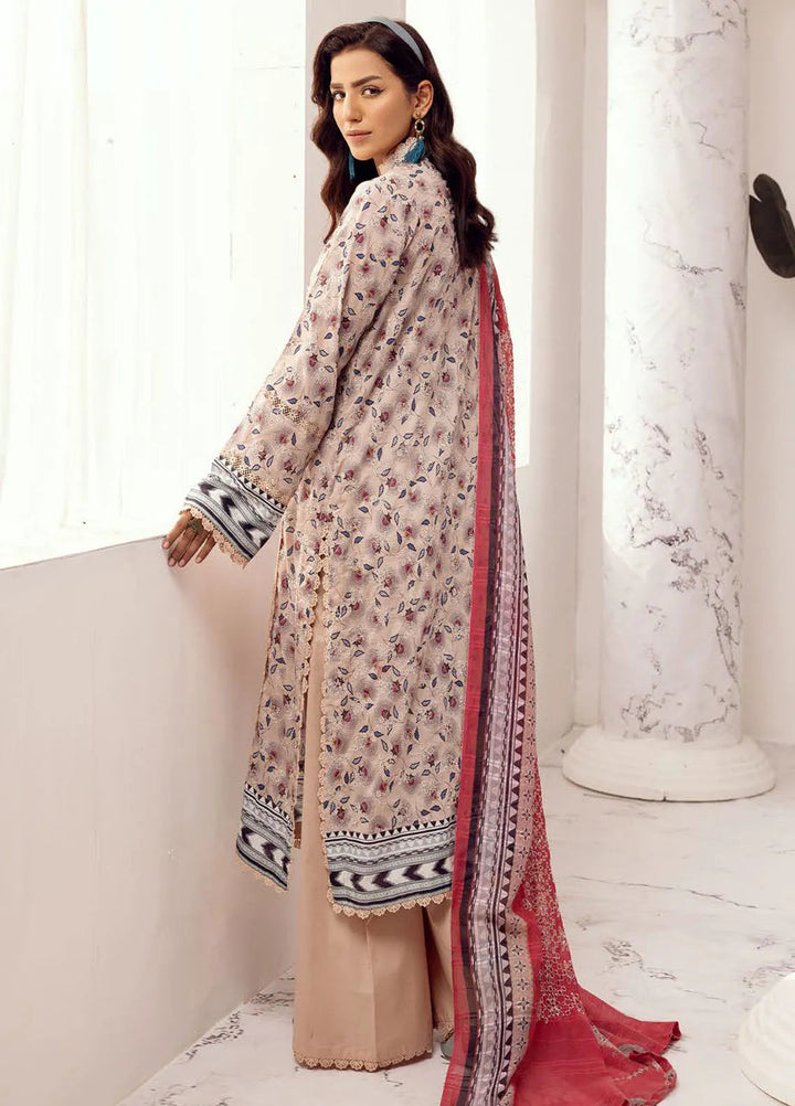 Riaz Arts Embroidered Lawn Suit Unstitched 3 Piece RA25MH D-01 - Summer Collection