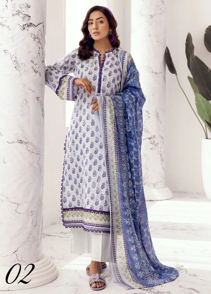Riaz Arts Embroidered Lawn Suit Unstitched 3 Piece RA25MH D-02 - Summer Collection