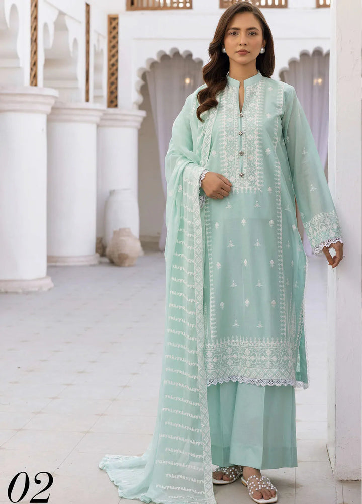 Riaz Arts Embroidered Lawn Suit Unstitched 3 Piece RA25ML D-02 - Summer Collection