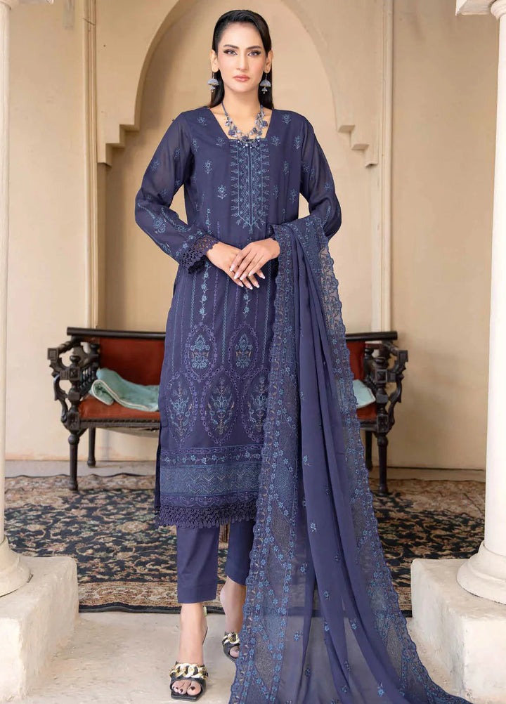 Riaz Arts Embroidered Lawn Suit Unstitched 3 Piece RA25PL D-01 - Summer Collection
