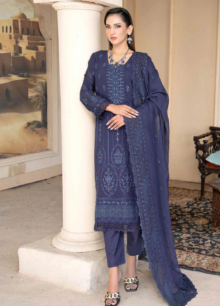 Riaz Arts Embroidered Lawn Suit Unstitched 3 Piece RA25PL D-01 - Summer Collection