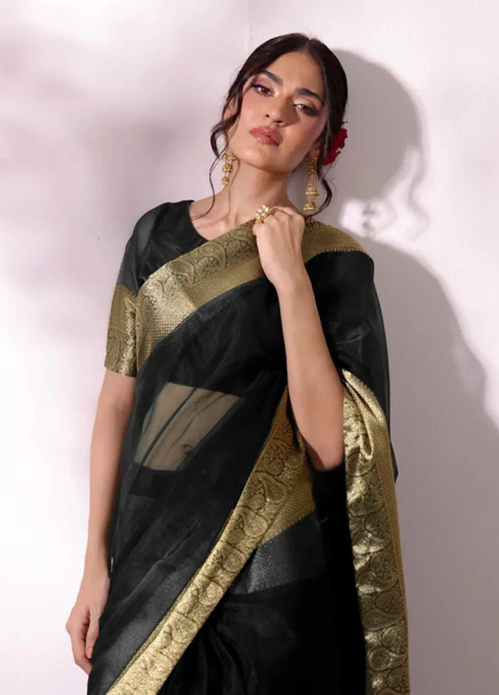 Ripret Pret Embroidered Organza 3 Piece Suit Gulzar Black