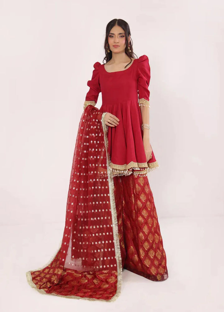 Ripret Pret Embroidered Raw Silk 3 Piece Suit Rani