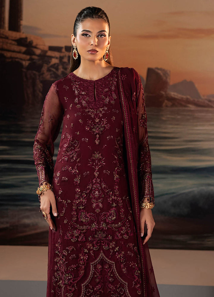 Riwayat by Lamisah Embroidered Chiffon Suits Unstitched 3 Piece LVP25RL R-02 Fuchsia Fantasy - Formals Collection
