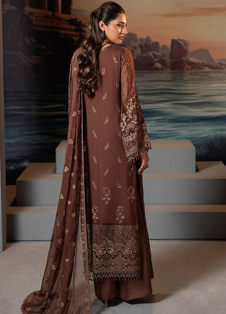 Riwayat by Lamisah Embroidered Chiffon Suits Unstitched 3 Piece LVP25RL R-03 Caramel Luxe - Formals Collection
