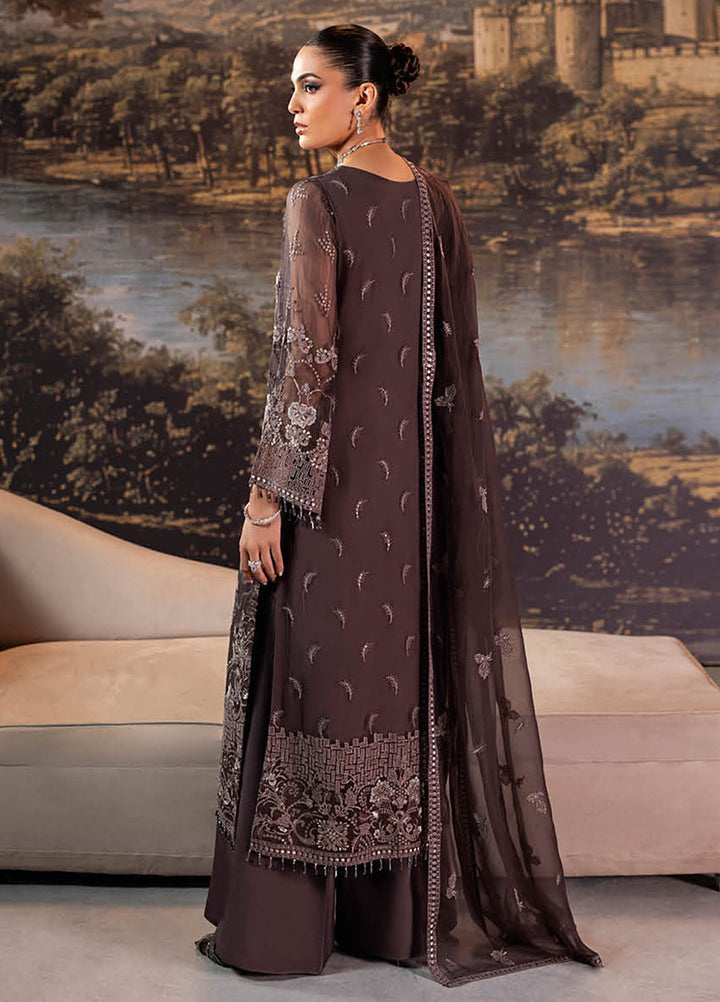 Riwayat by Lamisah Embroidered Chiffon Suits Unstitched 3 Piece LVP25RL R-09 Cinnamon - Formals Collection