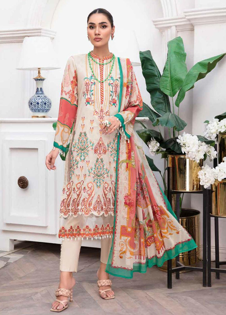 Riwayat-e-Khas By Banafsheh Embroidered Lawn Suits Unstitched 3 Piece BF22RK BNR-09 - Luxury Collection
