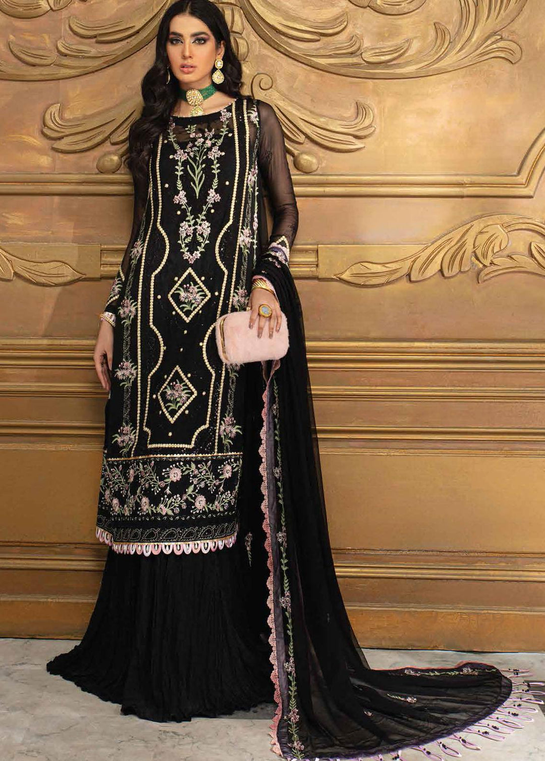 Roheenaz Embroidered Chiffon Suits Unstitched 3 Piece RO21C 07 - Luxury Collection