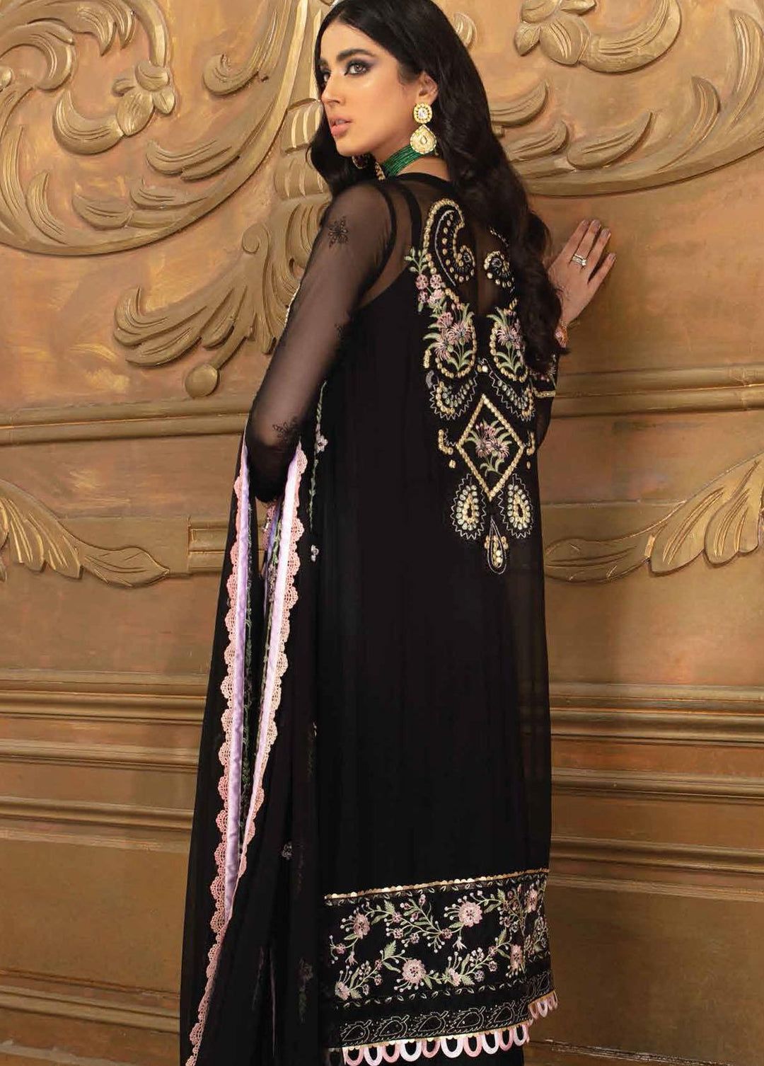 Roheenaz Embroidered Chiffon Suits Unstitched 3 Piece RO21C 07 - Luxury Collection