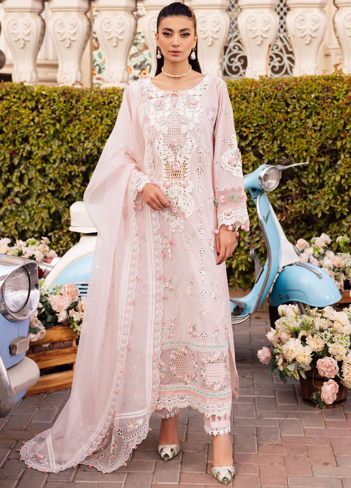 La more By Sardinia Embroidered Organza Suits Unstitched 3 Piece SRD23LM SR-102 Floral Fiesta - Wedding Collection