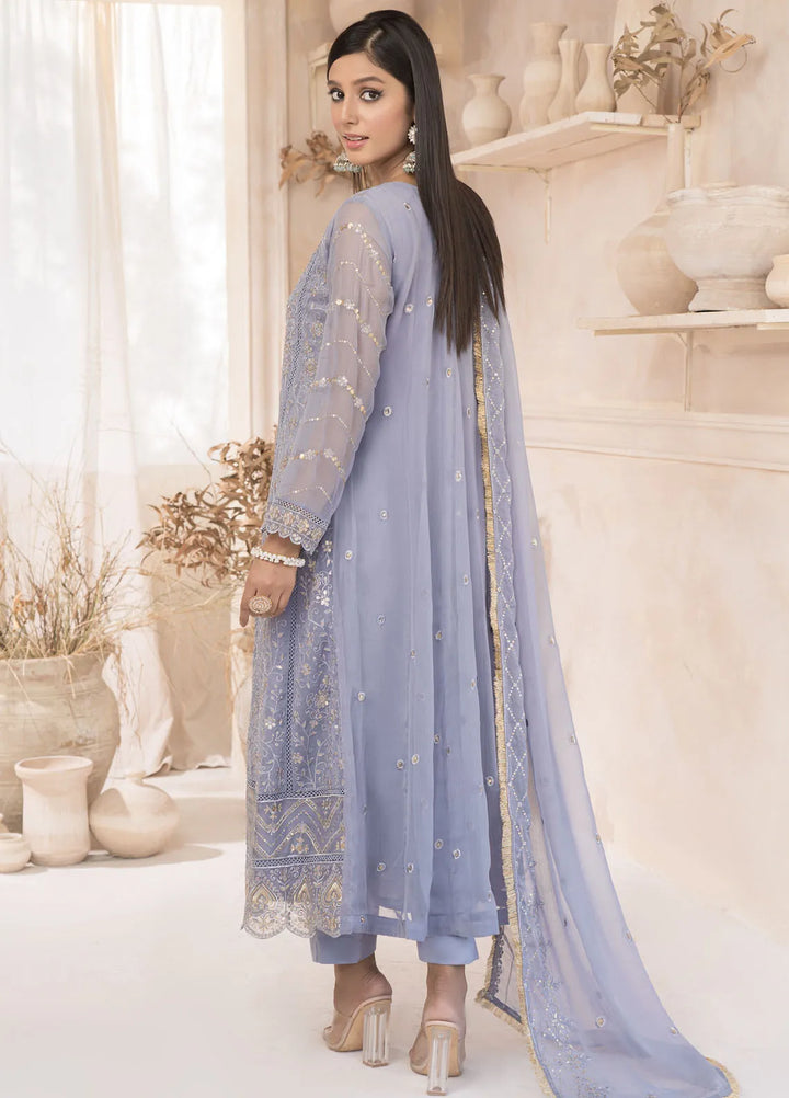Roop Rang By Al Harir Pret Embroidered Chiffon 3 Piece Suit Mahi Grey