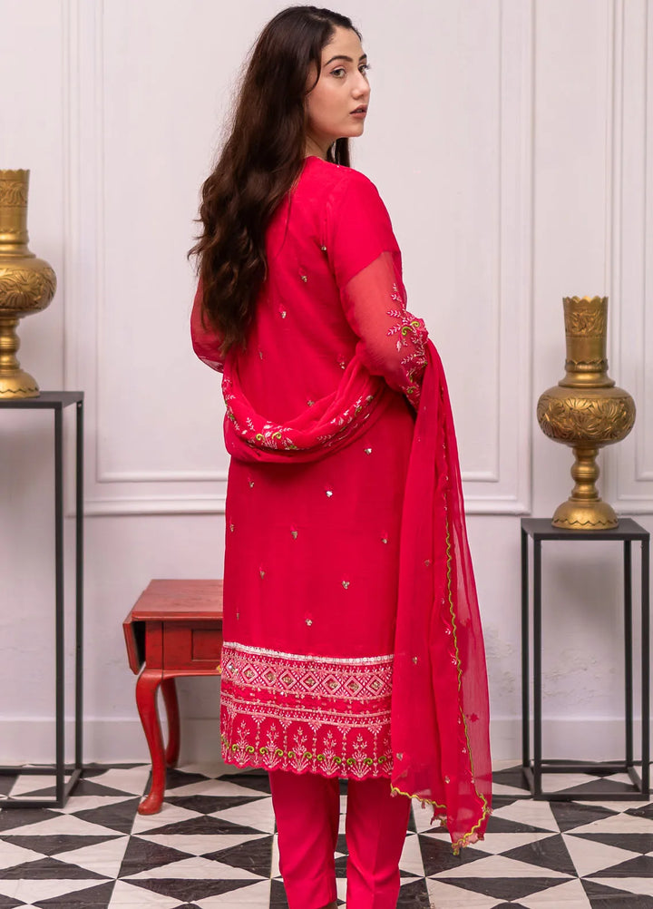 Roop Rang By Al Harir Pret Embroidered Chiffon 3 Piece Suit Nazarana Pink