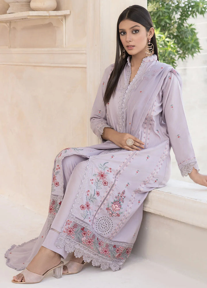 Roop Rang By Al Harir Pret Embroidered Cotton 3 Piece Suit Ayaana Lilac