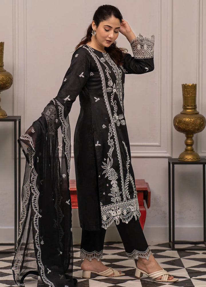 Roop Rang By Al Harir Pret Embroidered Cotton 3 Piece Suit Hoorain Black