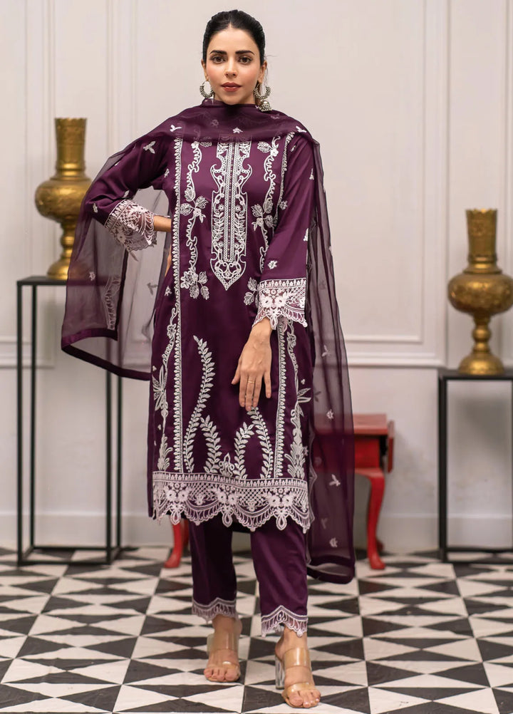 Roop Rang By Al Harir Pret Embroidered Cotton 3 Piece Suit Hoorain Purple