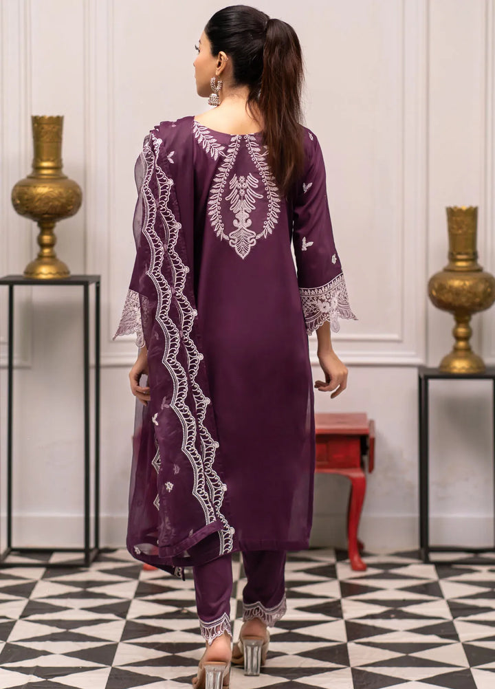 Roop Rang By Al Harir Pret Embroidered Cotton 3 Piece Suit Hoorain Purple
