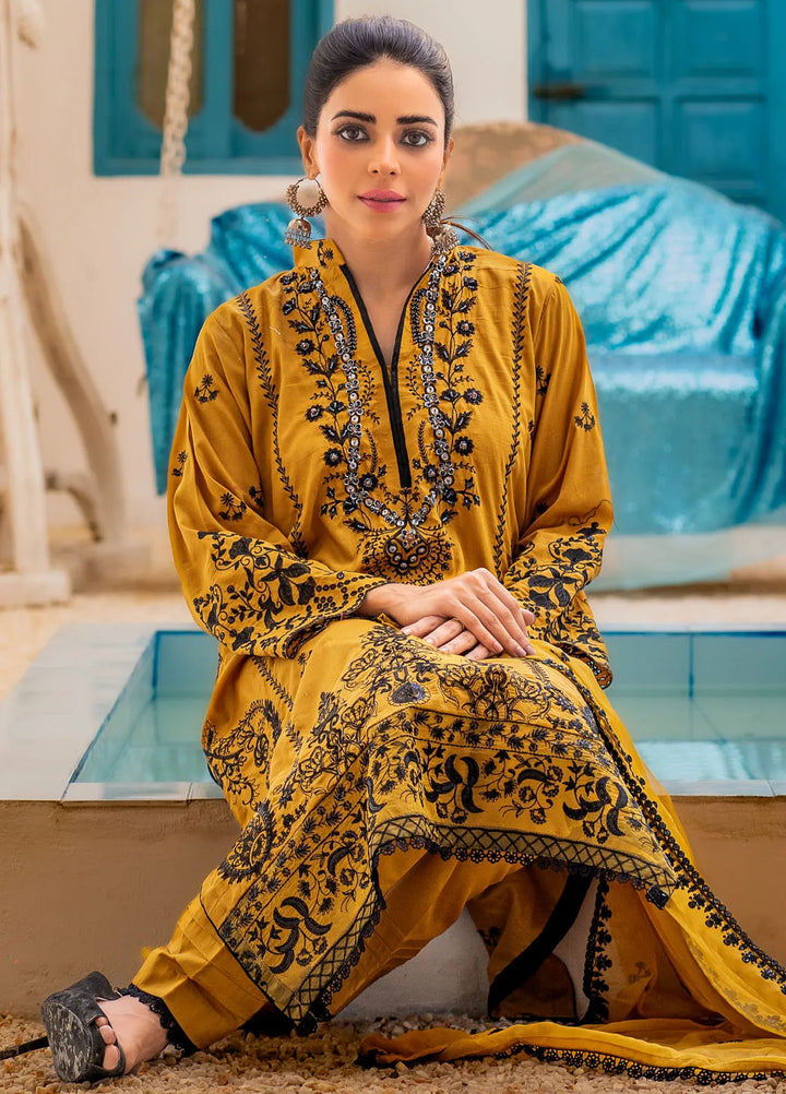 Roop Rang By Al Harir Pret Embroidered Cotton 3 Piece Suit Parisa Mustard