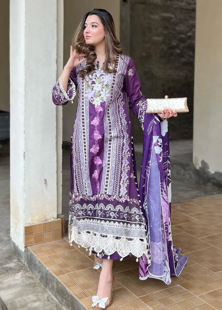 Rosemary And Ruffles By Asifa And Nabeel Embroidered Lawn Suit Unstitched 3 Piece AN24R RRL-12 Dazzle - Luxury Summer Collection