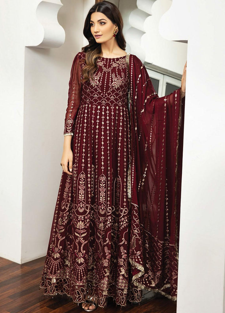 Alizeh Fashion by Bilal Embroidery Embroidered Chiffon Suits Unstitched 3 Piece AFB21RD D-05 VICTOIRE - Luxury Collection