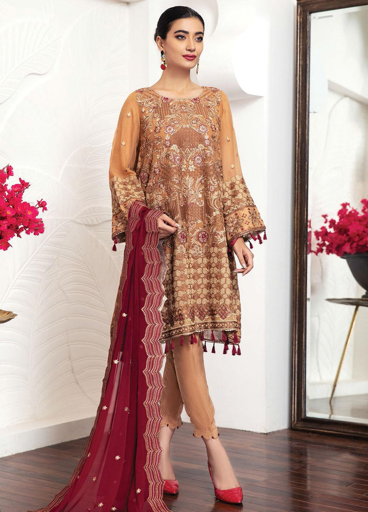 Alizeh Fashion by Bilal Embroidery Embroidered Chiffon Suits Unstitched 3 Piece AFB21RD D-09 TOPACIA - Luxury Collection