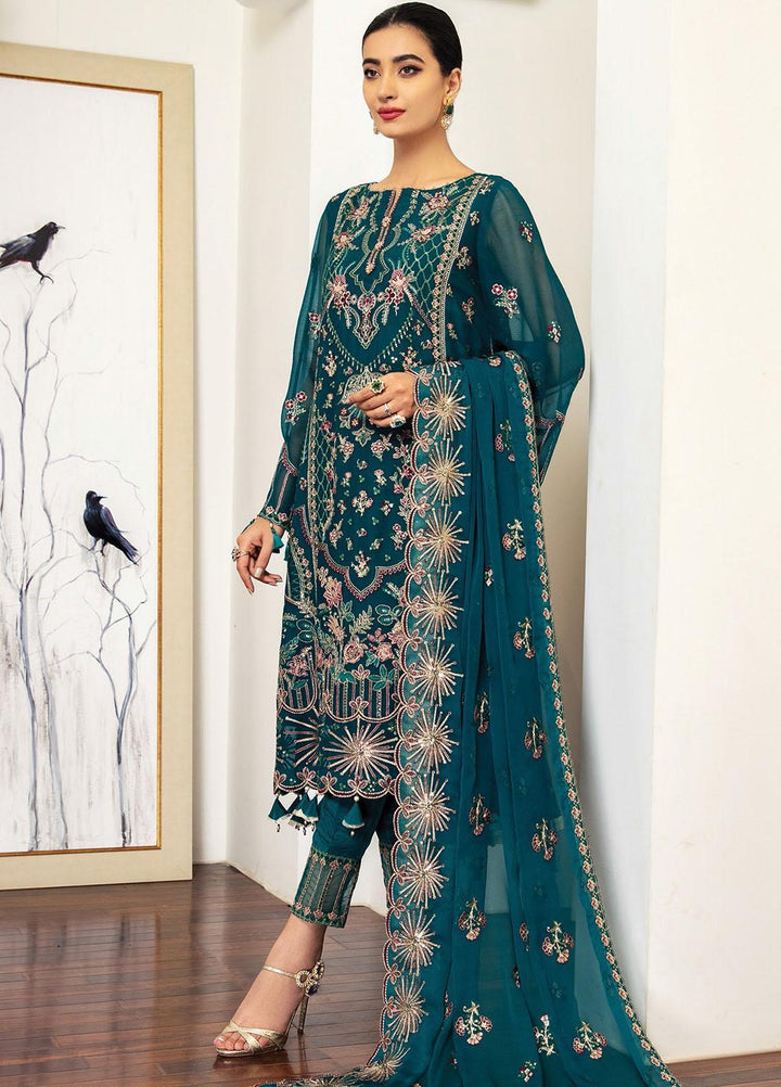 Alizeh Fashion by Bilal Embroidery Embroidered Chiffon Suits Unstitched 3 Piece AFB21RD D-10 MARIANA - Luxury Collection