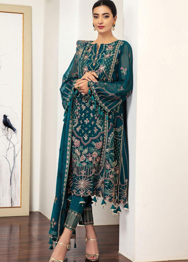 Alizeh Fashion by Bilal Embroidery Embroidered Chiffon Suits Unstitched 3 Piece AFB21RD D-10 MARIANA - Luxury Collection