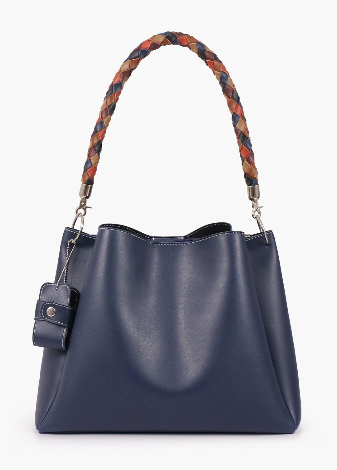 RTW Creation Hand Bag Hbh-09 Blue Handbag With Braided Handle - Women Hand Bags