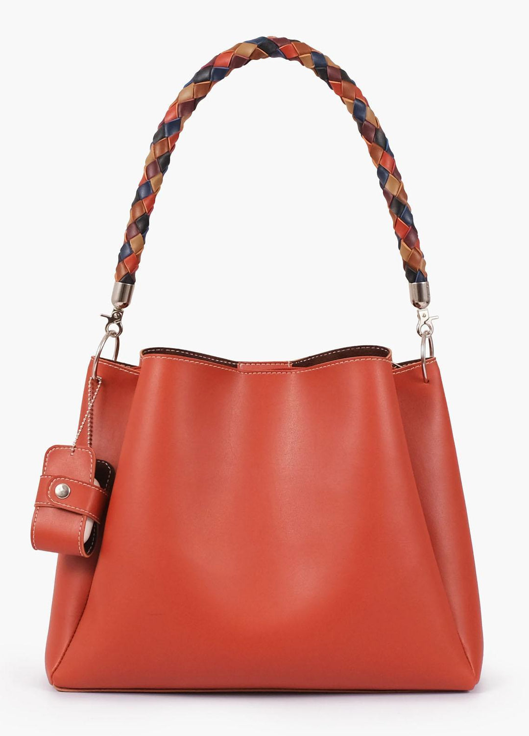 RTW Creation Hand Bag Hbh-08 Rust Handbag With Braided Handle - Women Hand Bags
