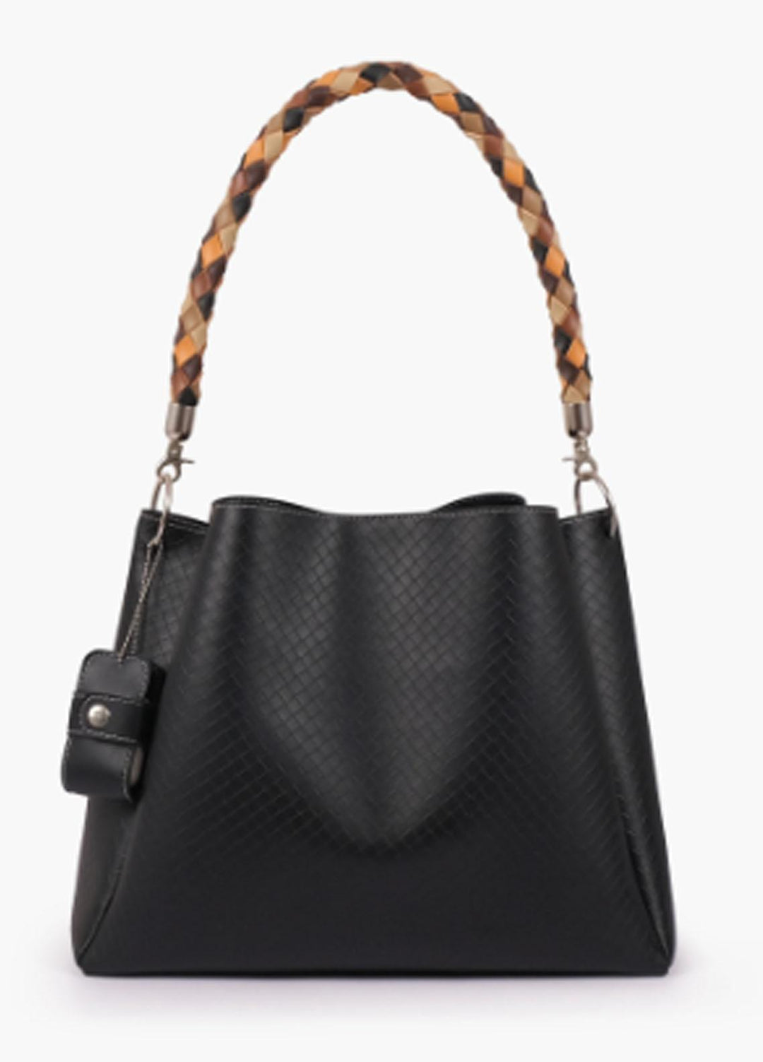 RTW Creation Hand Bag Hbh-02 Black Weaved Handbag With Braided Handle - Women Hand Bags