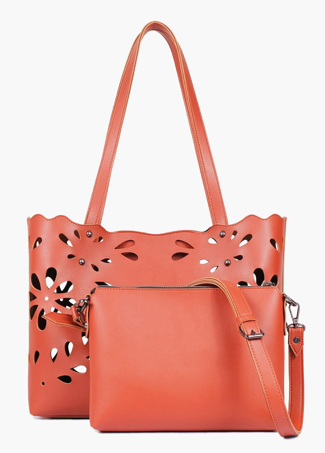 RTW Creation Tote Bag Tft-08 Rust Two-Piece Floral Tote - Women Totes Bags