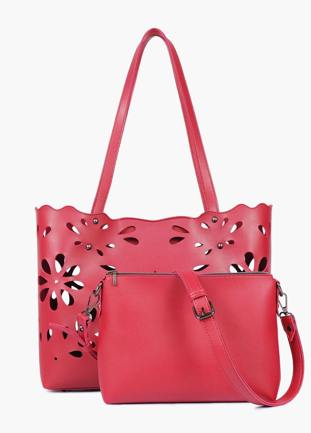 RTW Creation Tote Bag Tft-06 Maroon Two-Piece Floral Tote - Women Totes Bags