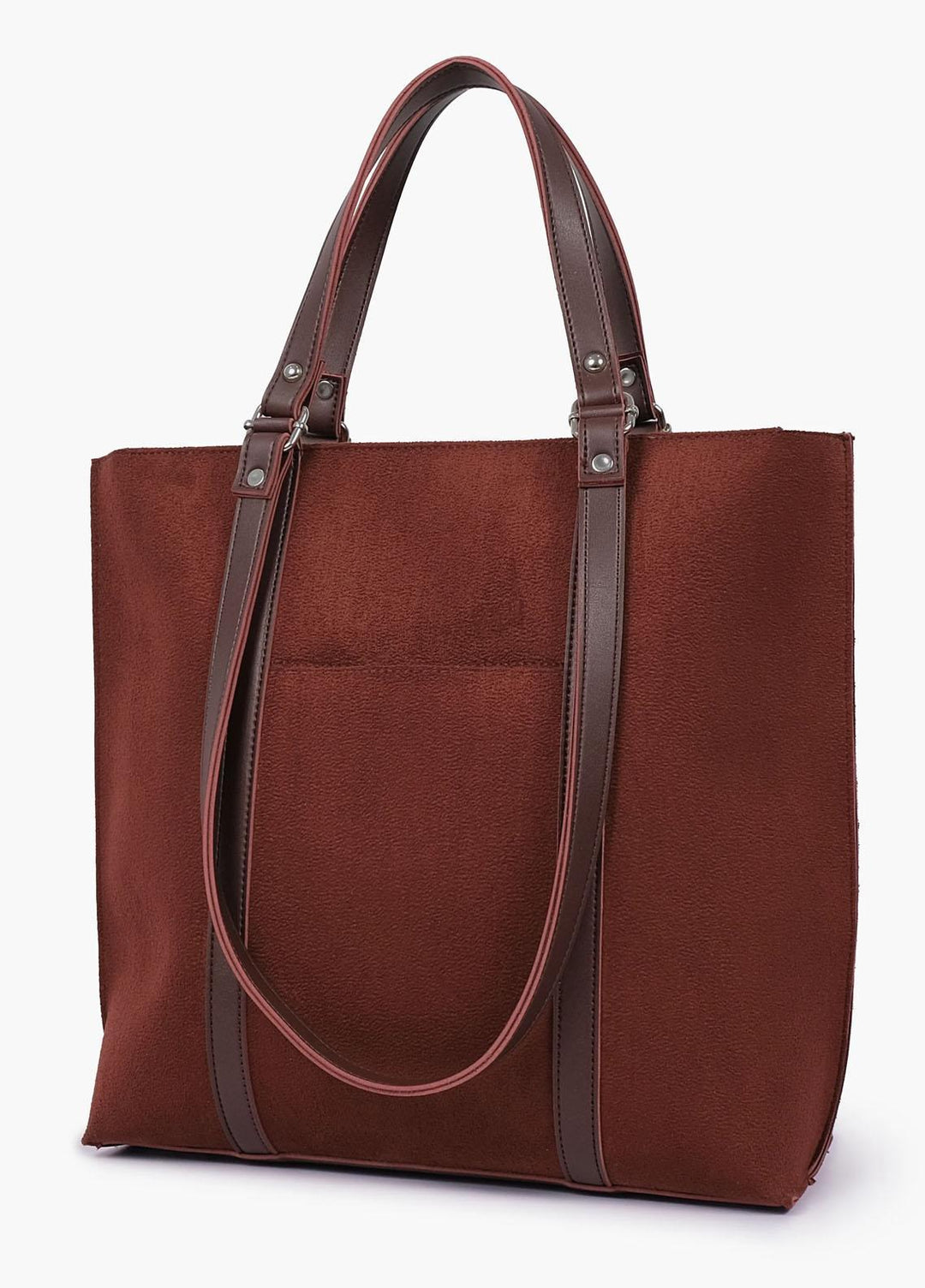 RTW Creation Tote Bag Tbh-03 Dark Brown Suede Double-Handle Tote Bag - Women Totes Bags