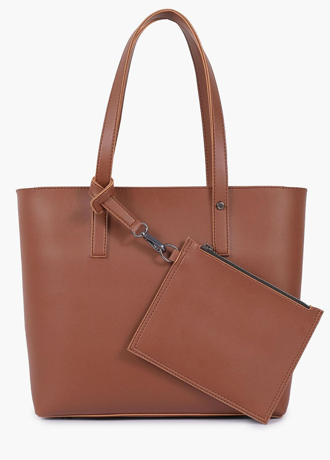 RTW Creation Tote Bag Ftn-05 Brown Tote Bag With Detachable Pouch - Women Totes Bags